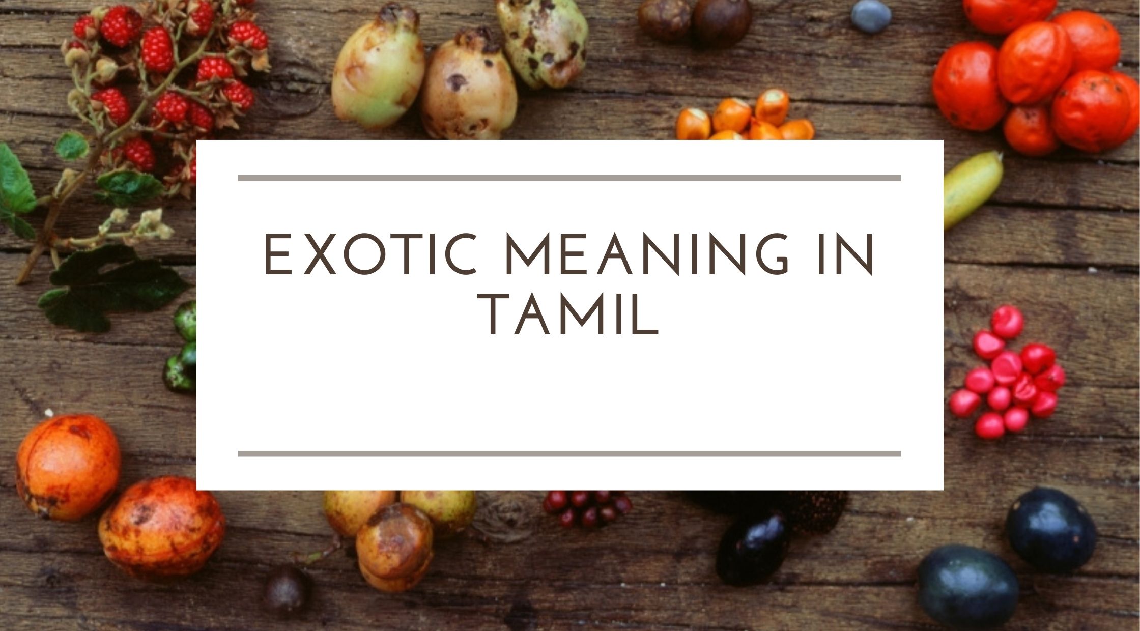 Exotic Meaning in Tamil